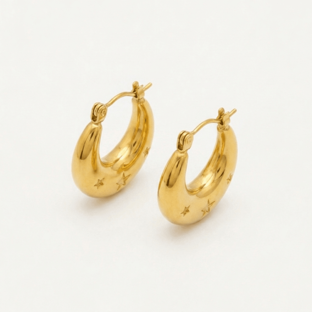 Moon Star Hoop Earrings