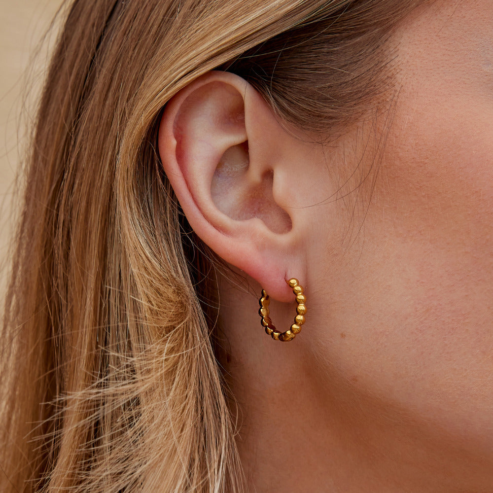 Soraya Gold Bead Hoop Earrings