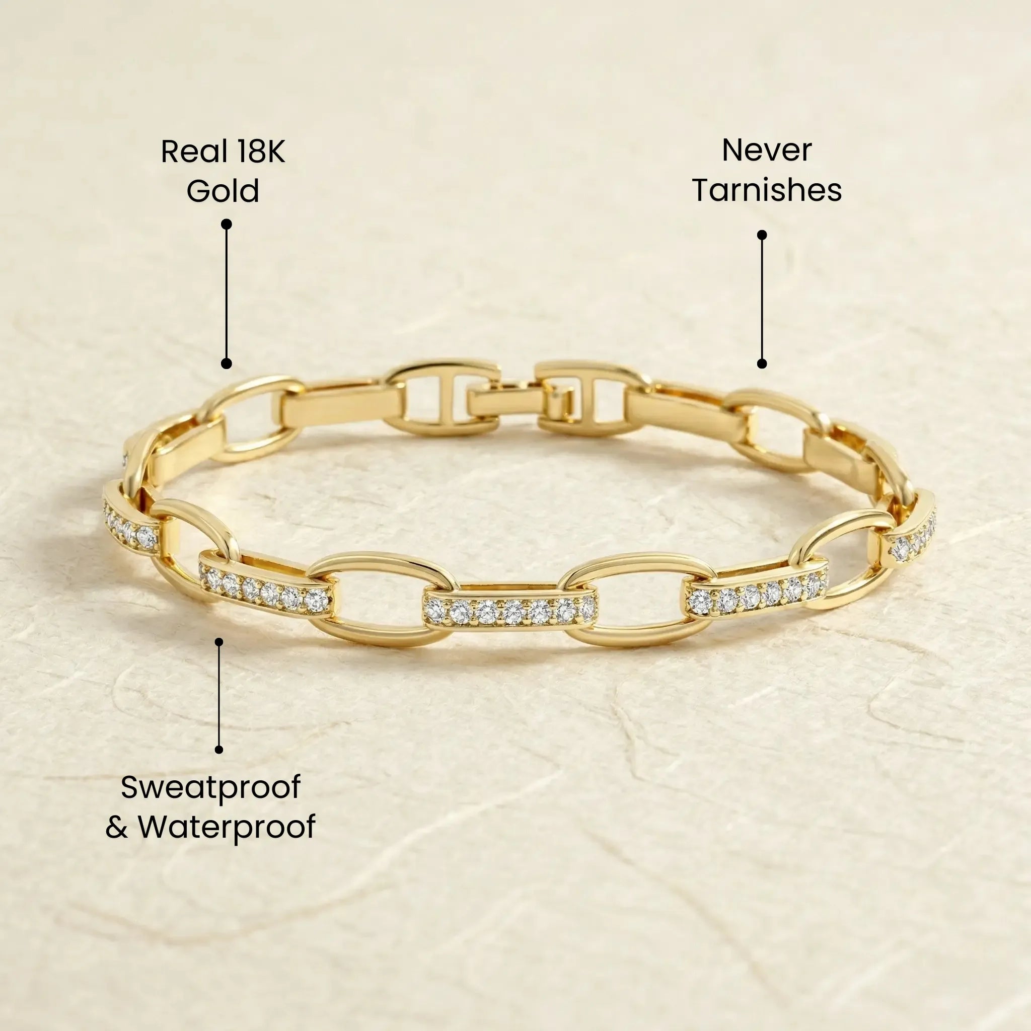 Interlinked Diamond Paperclip Bracelet