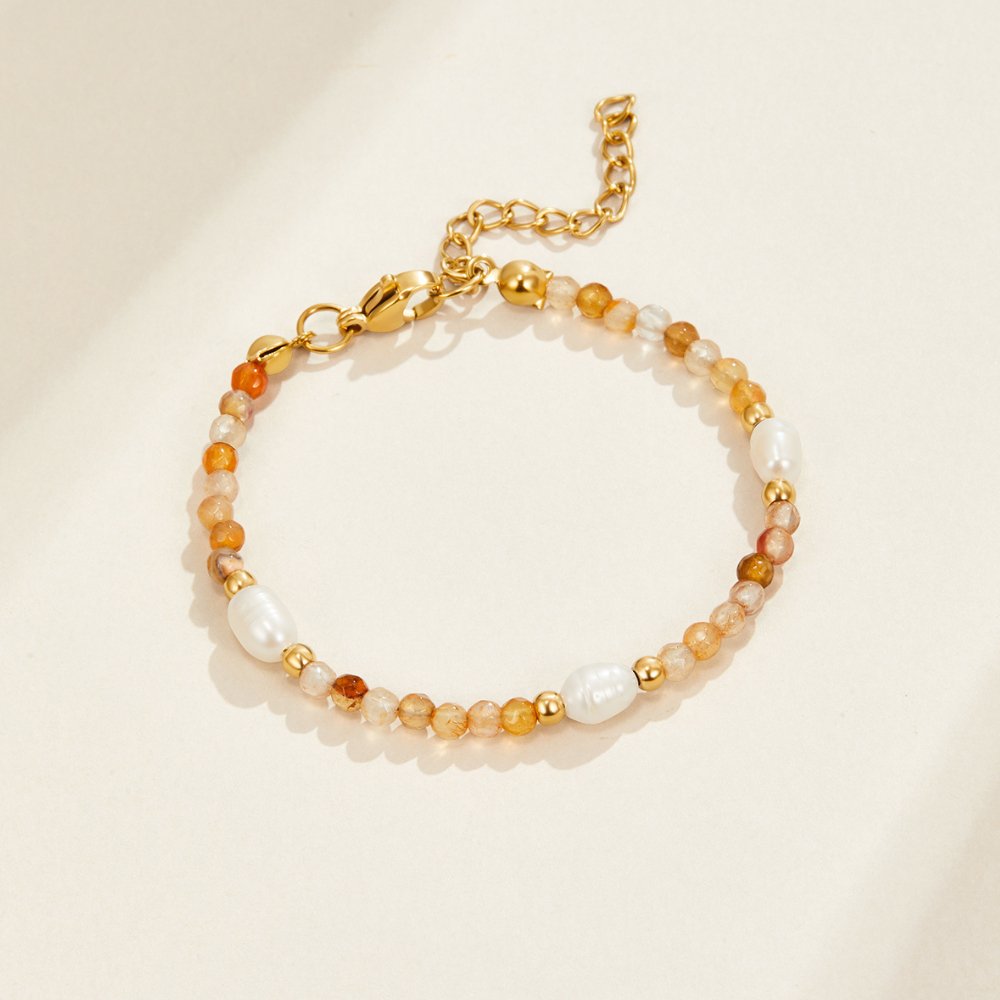 Agate & Pearl Bead Bracelet
