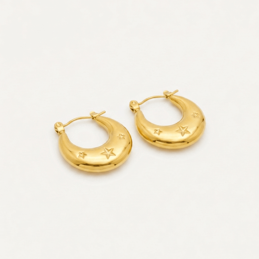 Moon Star Hoop Earrings