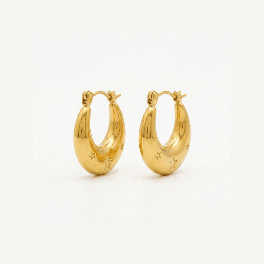 Moon Star Hoop Earrings