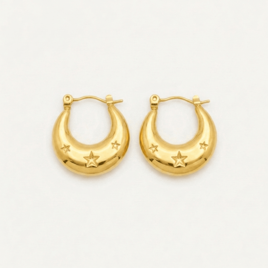 Moon Star Hoop Earrings