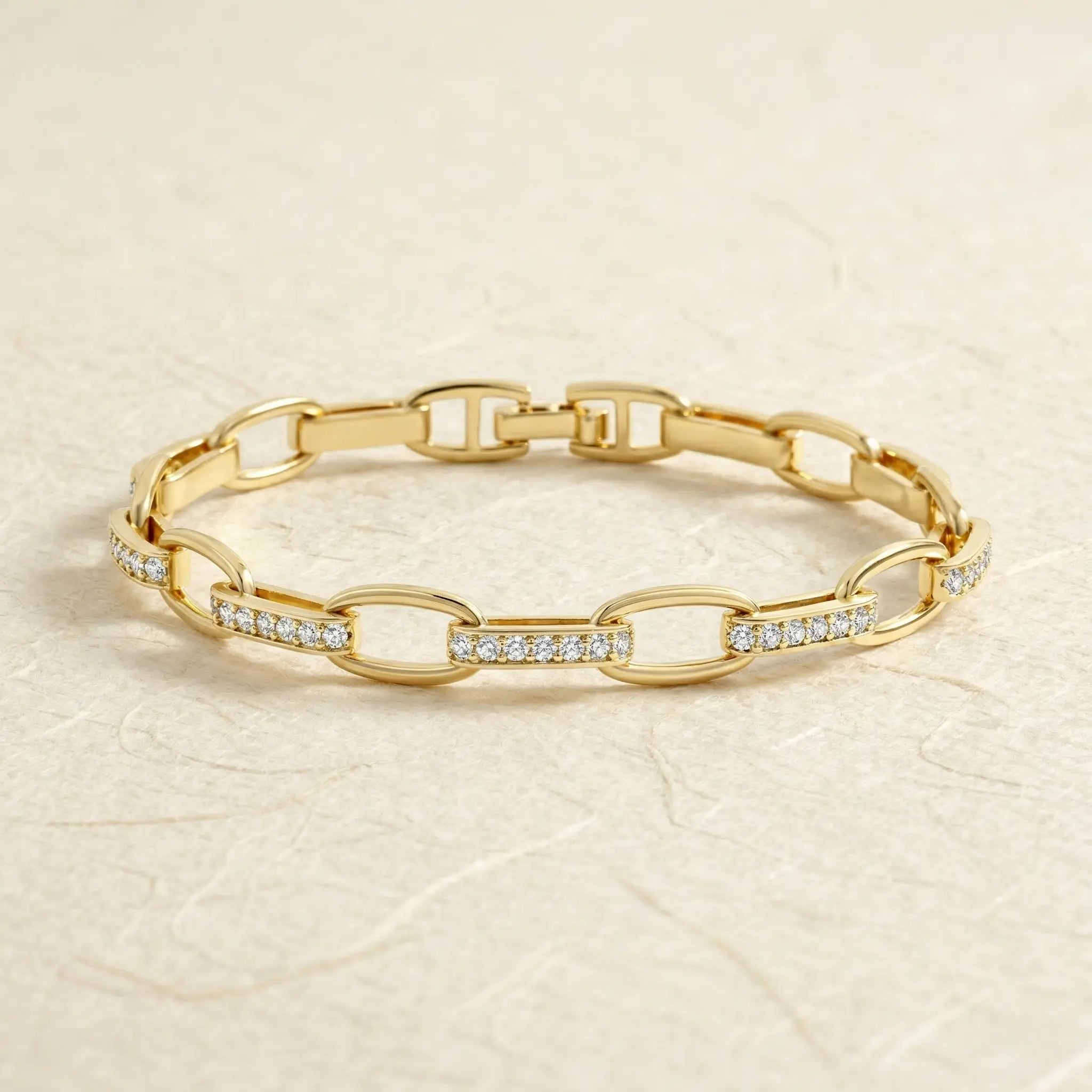 Interlinked Diamond Paperclip Bracelet