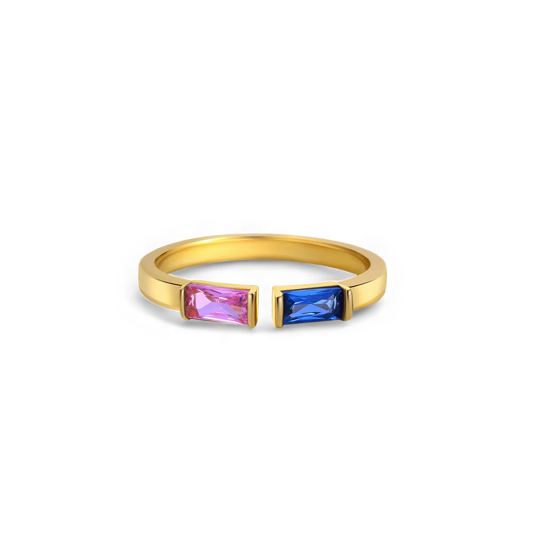 Adjustable Double Birthstone Ring