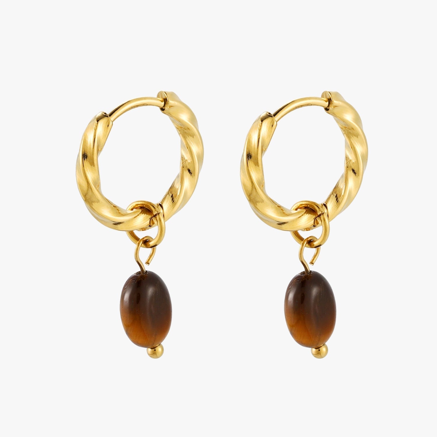 Tiger Eye Hoops Earrings
